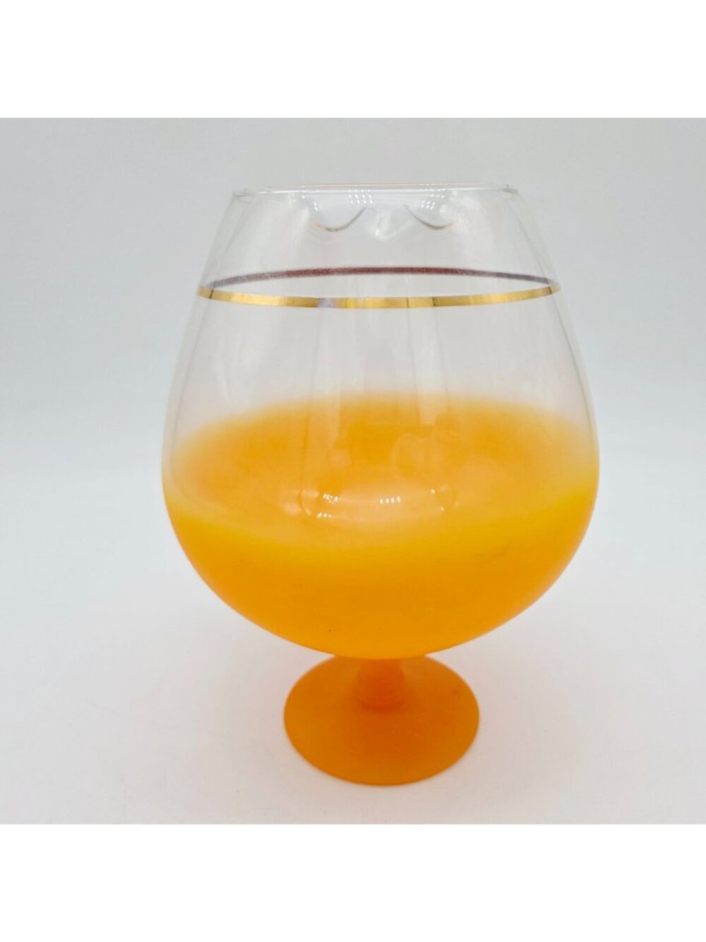 Mid-Century Blendo Pitcher Orange Ombre Glass With Gold Rim - Picture 6 of 8